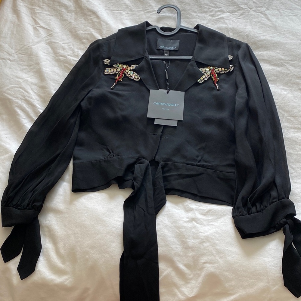NWT Cynthia Rowley dragonfly tie cropped top